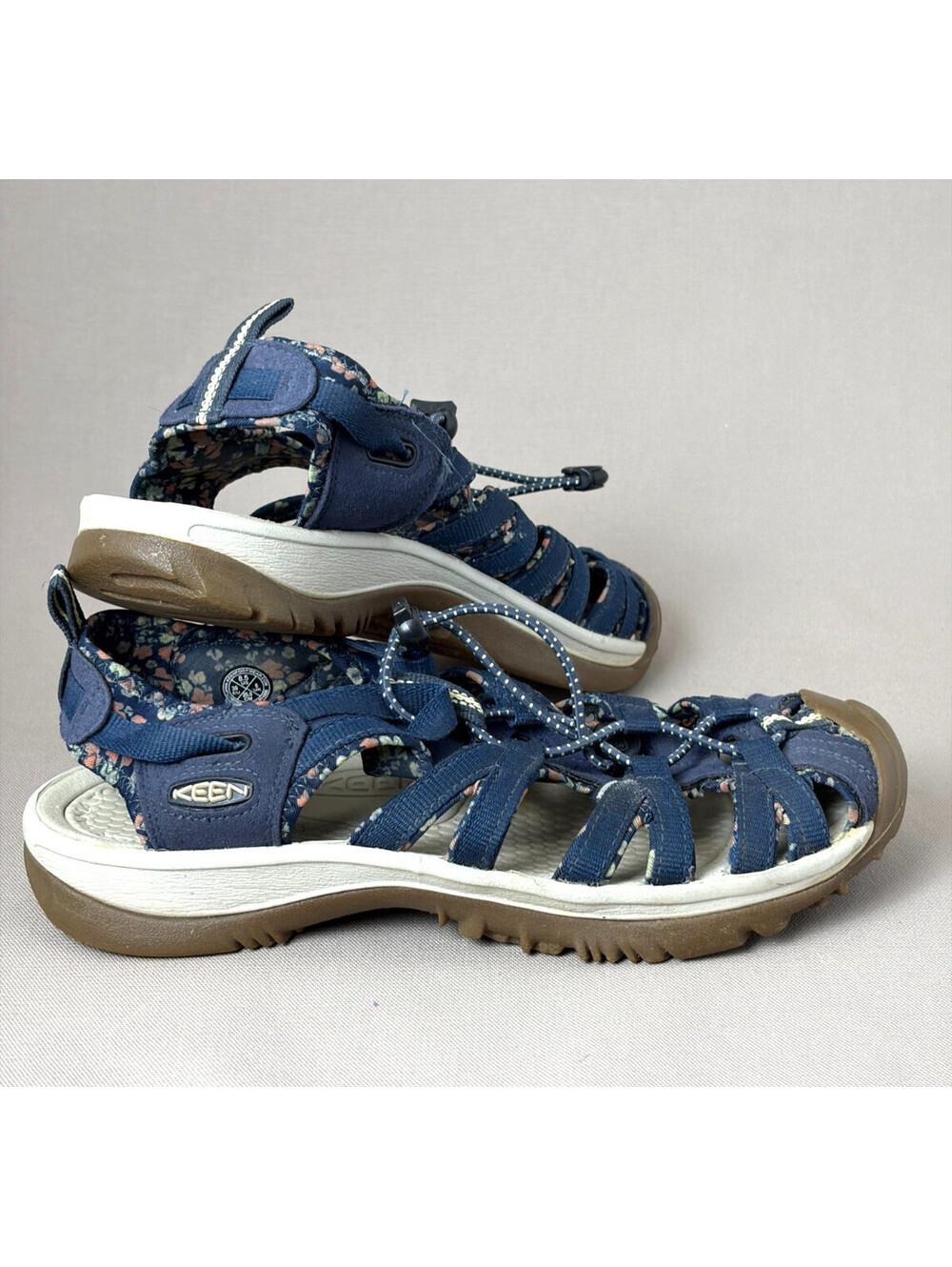 Keen Whisper Womens 8.5 Floral Hiking Water Sandals Navy Blue Waterproof Shoes